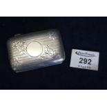 Small engraved silver rectangular shaped cigarette case. Birmingham hallmarks. (B.P. 24% incl. VAT)