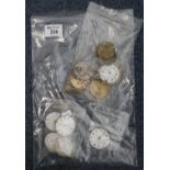 Bag of assorted watch faces, movements and other parts, various. (B.P. 24% incl. VAT)