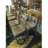 Harlequin set of 19th Century farmhouse bar back, stick back and similar kitchen chairs. (10) (B.