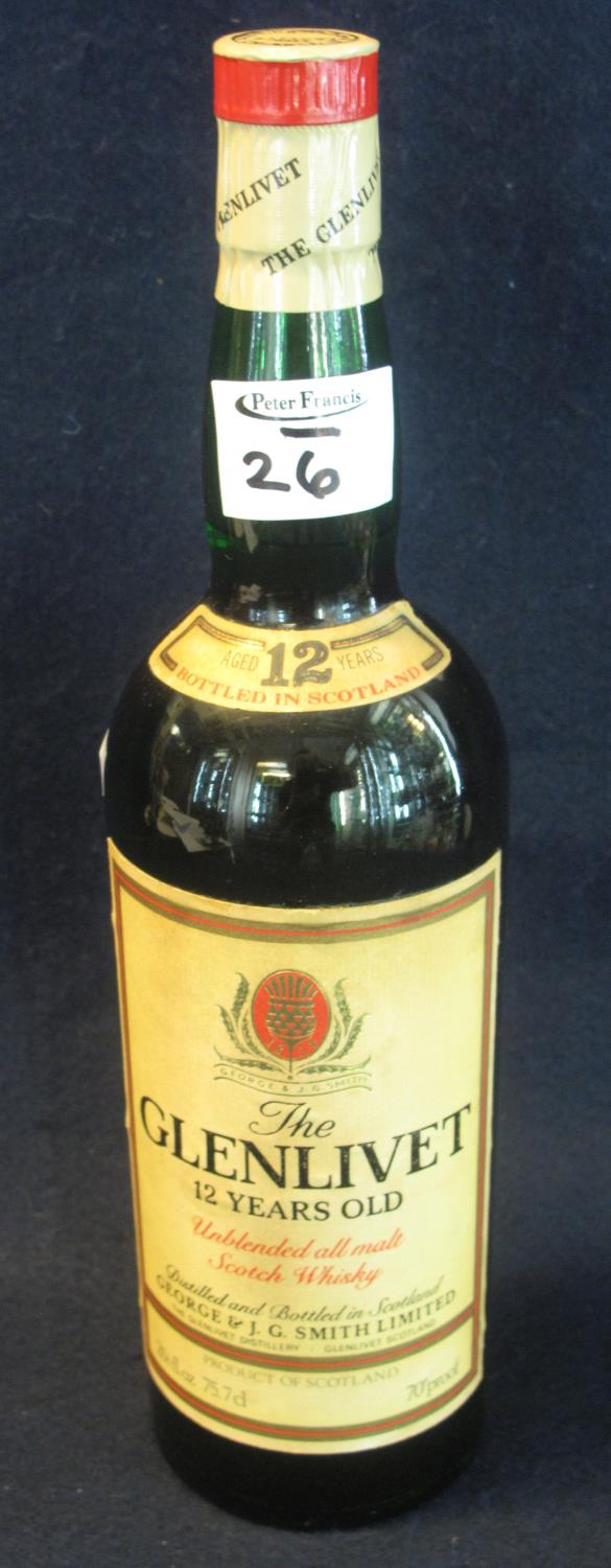 Glenlivet 12 years old and blended all malt Scotch whisky, 75.7cl, 70% proof. (B.P. 24% incl. VAT)