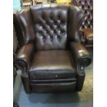 Modern chesterfield style button back wing electric armchair. (B.P. 24% incl. VAT)