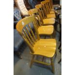 Set of five modern spindle and curve back kitchen chairs. (5) (B.P. 24% incl. VAT)