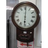 Late Victorian single train fusee wall clock marked B.R (British Rail). (B.P. 24% incl. VAT)