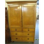 Early 19th Century pale oak press cupboard. (B.P. 24% incl. VAT)