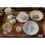 A tray of Shelley Mabel Lucie Attwell child's cabinet cup and saucer and matching bowl. Together