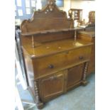 Victorian oak chiffonier secretaire on barley twist supports. (B.P. 24% incl. VAT)