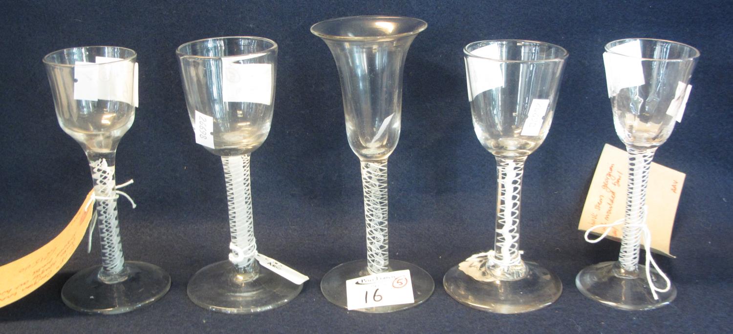 Five Georgian double air twist stem wine glasses(5) (B.P. 24% incl. VAT)