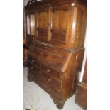 18th Century Welsh oak two stage bureau bookcase or cupboard, probably Carmarthenshire. (B.P. 24%