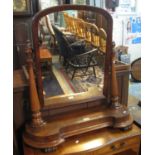 Victorian flame mahogany bedroom swivel mirror with acanthus leaf moulded decoration.(B.P. 24% incl.