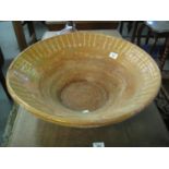 Large terracotta slip glazed dairy pan. 57cm diameter approx. (B.P. 24% incl. VAT)