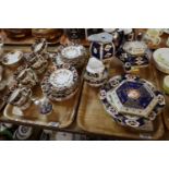 Tray of early 20th Century Staffordshire teaware with gilded decoration and swags, together with