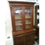 Late Victorian mahogany two stage cabinet back bookcase. (B.P. 24% incl. VAT)
