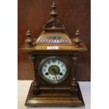 German architectural two train mantel clock. 14" high approx. (B.P. 24% incl. VAT)