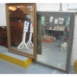Modern gilt framed rectangular mirror, together with another modern bevelled mirror with silvered