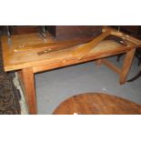 Large modern pine kitchen table on square legs. (B.P. 24% incl. VAT)