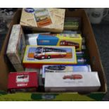 Box of Corgi diecast vehicles all in original boxes to include; Island transport Bedford coach,