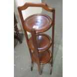 Early 20th Century mahogany three tier cake stand. (B.P. 24% incl. VAT)