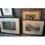 Three large furnishing prints, portrait of a girl, Highland landscape etc. Framed. (3) (B.P. 21% +