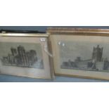 Four 19th Century coloured engravings depicting cathedrals. Framed and glazed. (B.P. 21% + VAT)