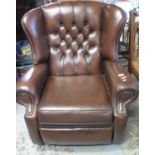 Modern chesterfield style button back wing electric armchair. (B.P. 21% + VAT)