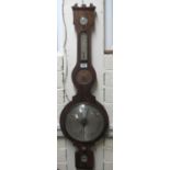 19th Century rosewood wheel barometer marked D.Evans Carmarthen. (B.P. 21% + VAT)