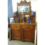 Edwardian oak mirror back carved sideboard. (B.P. 21% + VAT)