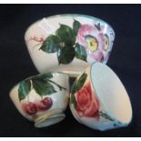Three 19th Century Llanelly pottery Shufflebotham pedestal bowls of varying designs, including;
