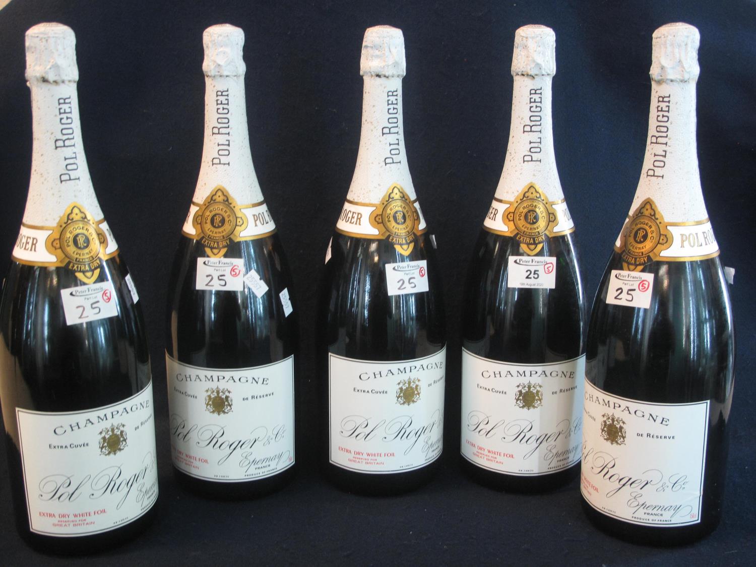 Five Pol Roger & Co French extra dry champagne bottles, 150cl, all sealed. (B.P. 21% + VAT)