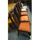 Collection of chairs to include; a set of four Queen Anne style mahogany dining chairs with drop