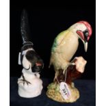 Beswick pottery woodpecker 1218, together with a Russian USSR ceramic study of a magpie. (2) (B.P.