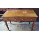 Victorian mahogany two drawer side table on turned tapering baluster supports and casters. (B.P. 21%