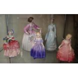 Four Royal Doulton bone china figurines to include; 'Cissie' HN1809, 'Marie' HN1370, 'Rose' HN1368