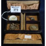 A collection of silver and costume jewellery in small leather jewellery case, including a silver and