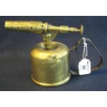 Corona brass blow lamp with wrought metal handle. (B.P. 21% + VAT)