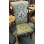 19th Century prie dieu chair decorated with tapestry rosettes. (B.P. 21% + VAT)