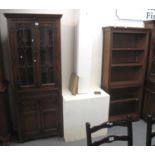 A collection of modern oak old charm furnishing items to include; astragal glazed corner cabinet,