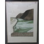 John Brunsdon (1933-2014), 'Rhossili Down', limited edition coloured etching, signed in pencil by