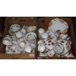Two boxes of assorted china, various to include; assorted floral teaware including; Gainsborough,