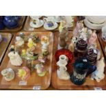 Two trays of assorted china and glass to include; various Royal Albert Beatrix Potter figurines,
