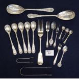 A collection of assorted silver plated and silver cutlery items various. 2 troy ozs approx of