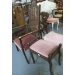 Early 20th Century cane back armchair. Together with an Edwardian mahogany piano stool with music