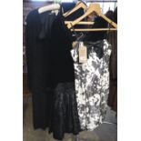 A black and white vintage lurex cocktail dress, a vintage mohair blend black coat with Giorgio