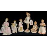 Five Royal Doulton bone china figurines to include; 'Ballet Shoes' HN3434, 'Little ballerina'