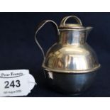 Small silver 'Tenby' cream jug with cover and loop handle. Birmingham hallmark, 2.4 troy ozs approx.