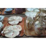 Two trays of Crown Devon Fieldings blush ivory floral pottery items to include; a pair of two
