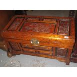 Modern heavily carved oriental design camphor wood chest. (B.P. 21% + VAT)