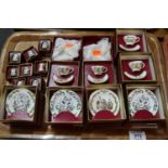 Tray of boxed Caverswall miniature items to include; Christmas plates, cabinet cups and saucers,