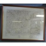 Framed ordnance survey map of Carmarthen. (B.P. 21% + VAT)