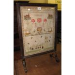 Mary Elizabeth Hughes Llanrwst child's framed sampler, probably 19th Century, decorated with