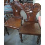 Two similar Victorian mahogany hall chairs. (2) (B.P. 21% + VAT)